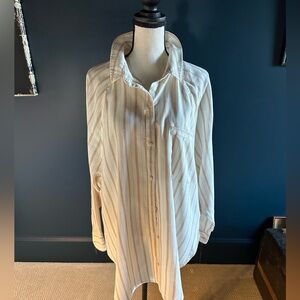 Aerie Beige and White Striped Shirt